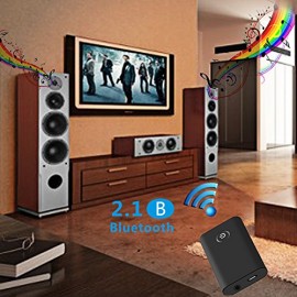 ADPOW Bluetooth V2.1 EDR Transmitter -Receiver, 2-in-1 Wireless 3.5mm Adapter CRS Chip Low Latency, 2 Devices Simultaneously