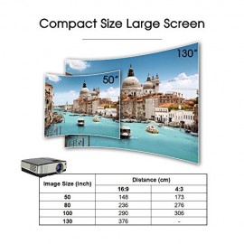 2600 Lumens Portable Mini LED Video Projector 130' 1080P HD Pico LCD Projector Multimedia Support PC Laptop